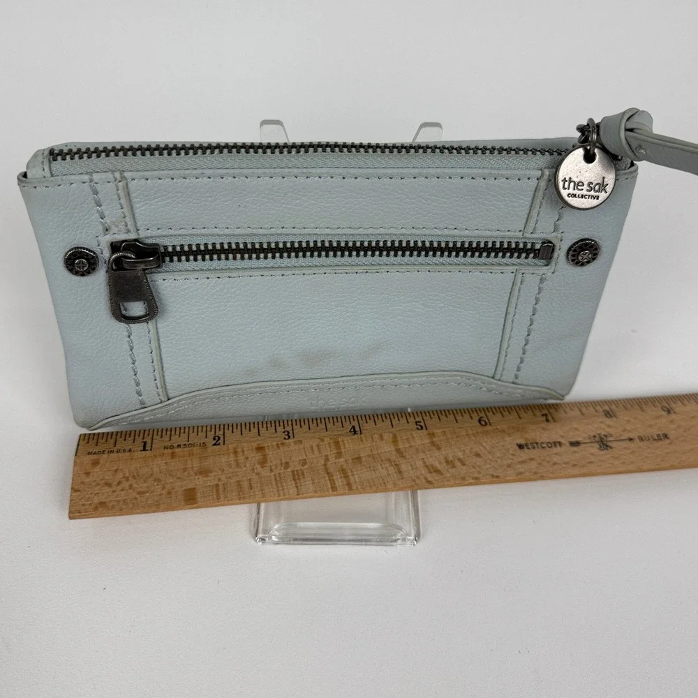The Sak Collective Pale Blue Leather Zip Top Card‎ Case Wallet